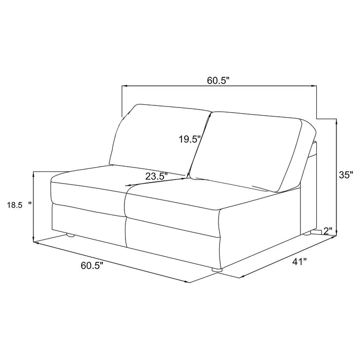 Emberson Upholstered Armless Loveseat Ivory - Orbit Furniture (Richmond,BC)
