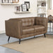 Thatcher Upholstered Button Tufted Loveseat Brown - Orbit Furniture (Richmond,BC)