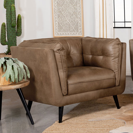 Thatcher Upholstered Button Tufted Chair Brown - Orbit Furniture (Richmond,BC)