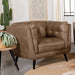 Thatcher Upholstered Button Tufted Chair Brown - Orbit Furniture (Richmond,BC)