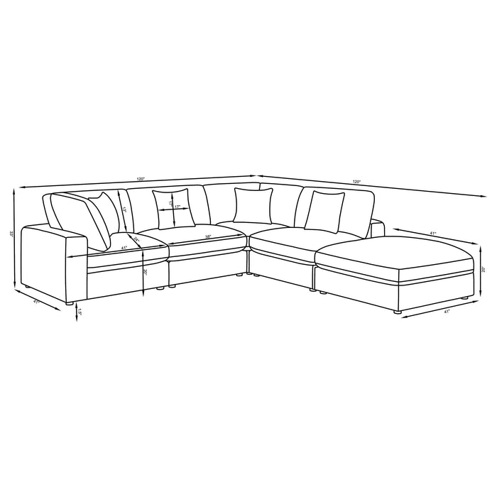 Serene 5-piece Upholstered Modular Sectional Sofa Beige - Orbit Furniture (Richmond,BC)