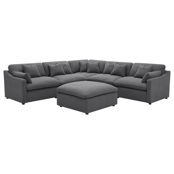 Hobson 6-piece Upholstered Modular Sectional Sofa Charcoal - Orbit Furniture (Richmond,BC)