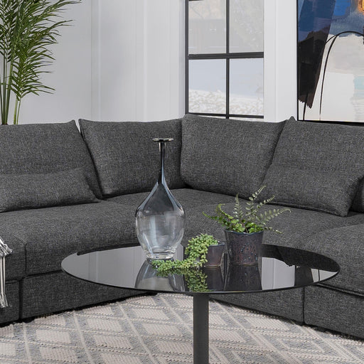 Sasha Upholstered Corner Chair Barely Black - Orbit Furniture (Richmond,BC)