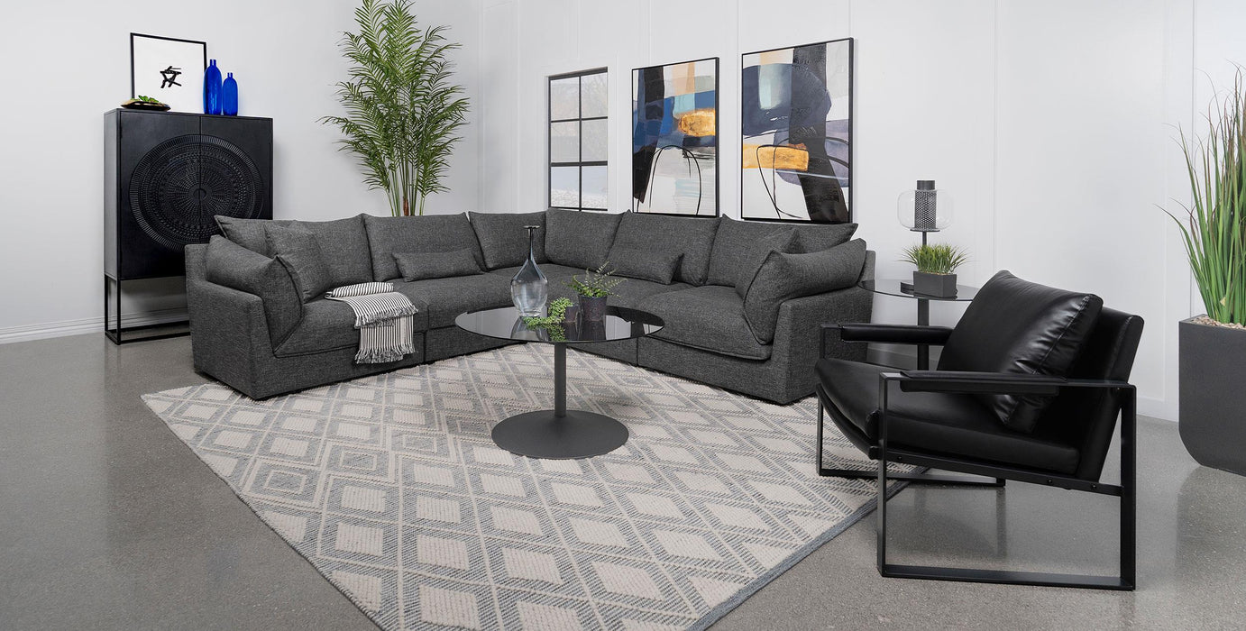 Sasha Upholstered Corner Chair Barely Black - Orbit Furniture (Richmond,BC)