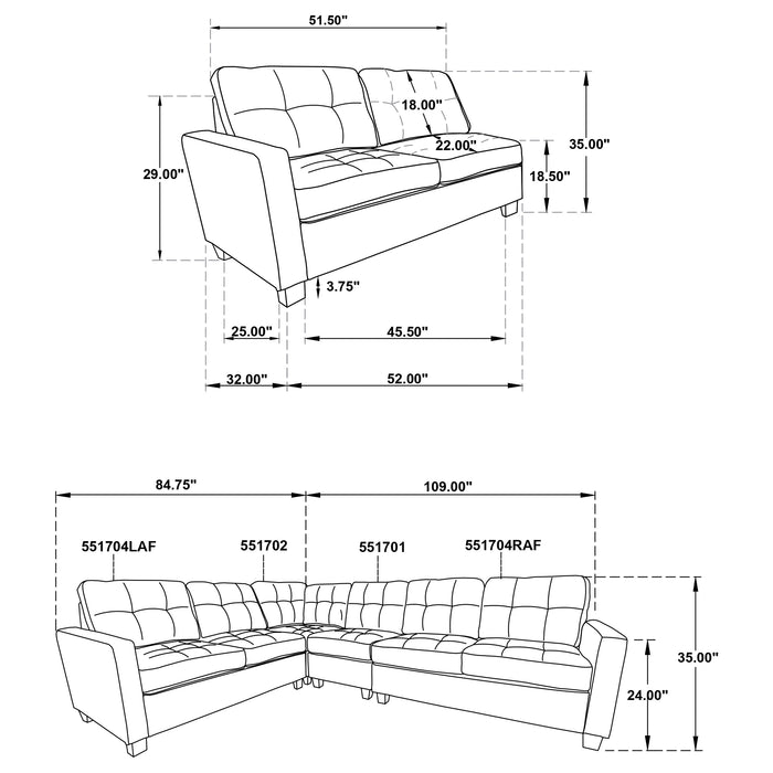 Georgina 5 Pc Stationary Sectionals Grey - Orbit Furniture (Richmond,BC)