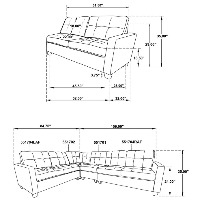 Georgina 5 Pc Stationary Sectionals Grey - Orbit Furniture (Richmond,BC)