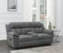 Bahrain Upholstered Motion Loveseat with Console Charcoal - Orbit Furniture (Richmond,BC)