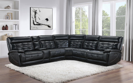 Hewitt Leather Upholstered Power Reclining Sectional Black - Orbit Furniture (Richmond,BC)