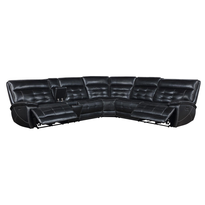 Hewitt Leather Upholstered Power Reclining Sectional Black - Orbit Furniture (Richmond,BC)