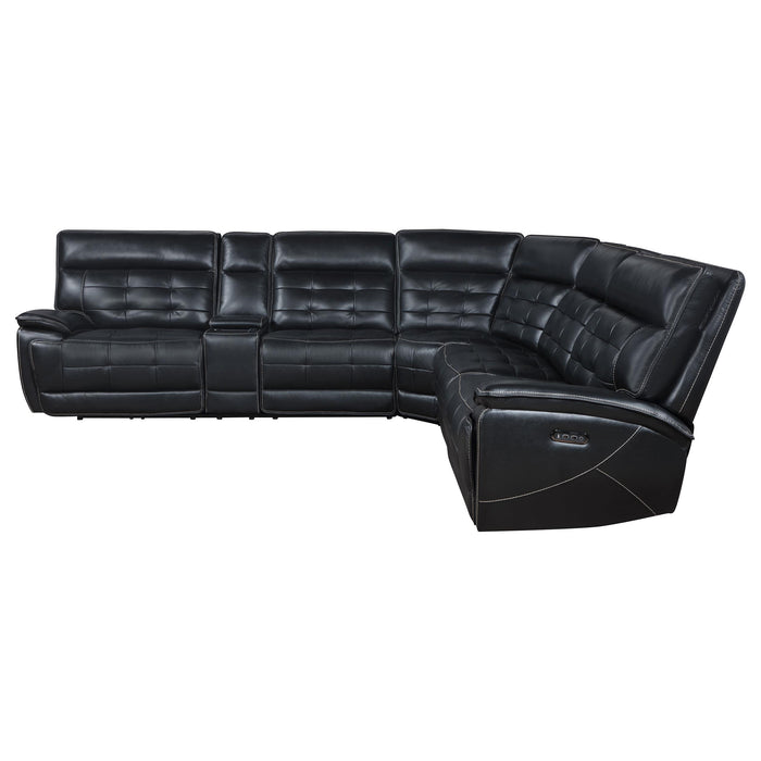 Hewitt Leather Upholstered Power Reclining Sectional Black - Orbit Furniture (Richmond,BC)