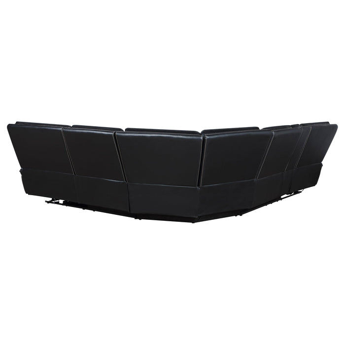Hewitt Leather Upholstered Power Reclining Sectional Black - Orbit Furniture (Richmond,BC)
