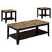Flores 3-piece Occasional Table Set with Shelf Cappuccino - Orbit Furniture (Richmond,BC)