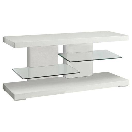 Cogswell 2-shelf TV Console Glossy White - Orbit Furniture (Richmond,BC)