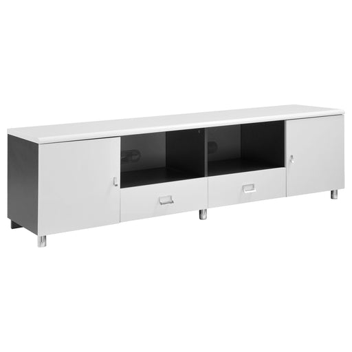 Burkett 2-drawer TV Console White and Grey - Orbit Furniture (Richmond,BC)