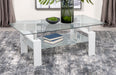 Dyer Rectangular Glass Top Coffee Table With Shelf White - Orbit Furniture (Richmond,BC)