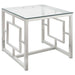 Merced Square Tempered Glass Top End Table Nickel - Orbit Furniture (Richmond,BC)