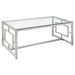 Merced Rectangle Glass Top Coffee Table Nickel - Orbit Furniture (Richmond,BC)