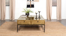 Stephie 4-drawer Square Clear Glass Top Coffee Table Honey Brown - Orbit Furniture (Richmond,BC)