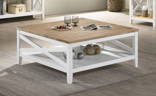 Maisy Square Wooden Coffee Table With Shelf Brown and White - Orbit Furniture (Richmond,BC)