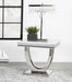 Kerwin U-base Square End Table White and Chrome - Orbit Furniture (Richmond,BC)