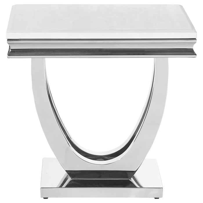Kerwin U-base Square End Table White and Chrome - Orbit Furniture (Richmond,BC)