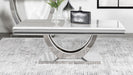 Kerwin U-base Rectangle Coffee Table White and Chrome - Orbit Furniture (Richmond,BC)
