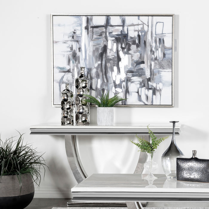 Kerwin U-base Rectangle Sofa Table White and Chrome - Orbit Furniture (Richmond,BC)