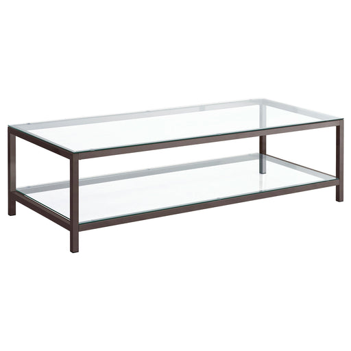 Trini Coffee Table with Glass Shelf Black Nickel - Orbit Furniture (Richmond,BC)
