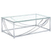 Lille Glass Top Rectangular Coffee Table Accents Chrome - Orbit Furniture (Richmond,BC)