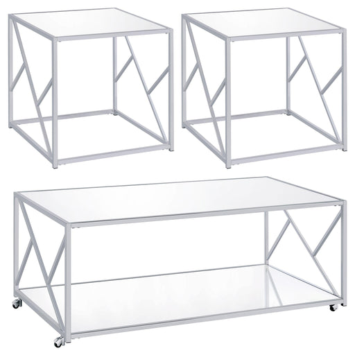Provins 3-piece Occasional Table Set Clear Mirror and Chrome - Orbit Furniture (Richmond,BC)