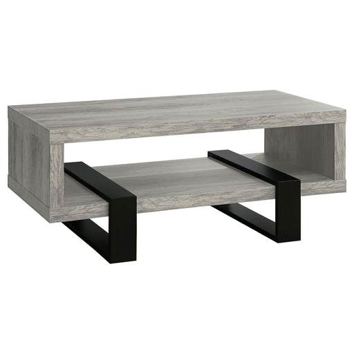 Dinard Coffee Table with Shelf Grey Driftwood - Orbit Furniture (Richmond,BC)