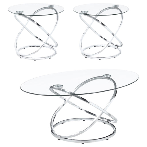 Warren 3-piece Occasional Set Chrome and Clear - Orbit Furniture (Richmond,BC)