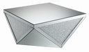 Amore Square Coffee Table with Triangle Detailing Silver and Clear Mirror - Orbit Furniture (Richmond,BC)