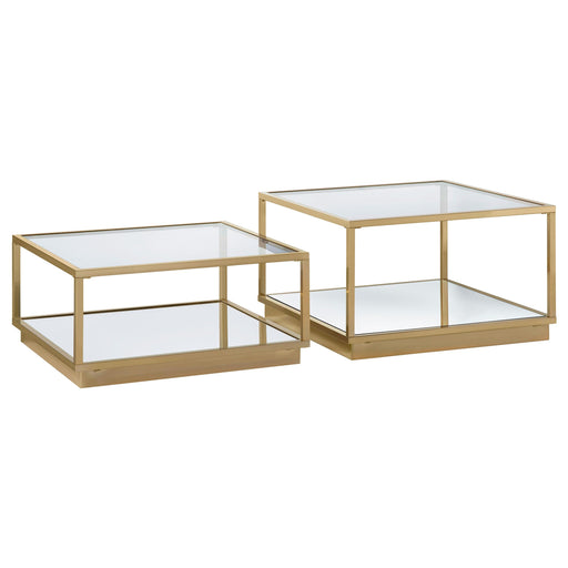 Renee 2-piece Square Occasional Set Rose Brass - Orbit Furniture (Richmond,BC)