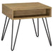 Fanning Square End Table with Open Compartment Golden Oak and Black - Orbit Furniture (Richmond,BC)