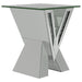 Taffeta V-shaped End Table with Glass Top Silver - Orbit Furniture (Richmond,BC)