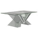 Taffeta V-shaped Coffee Table with Glass Top Silver - Orbit Furniture (Richmond,BC)