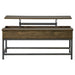 Byers Black Coffee Table with Hidden Storage Brown Oak and Sandy Black - Orbit Furniture (Richmond,BC)