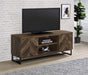 Myles 2-door TV Console with Adjustable Shelves Rustic Oak Herringbone - Orbit Furniture (Richmond,BC)