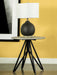 Hadi Round End Table with Hairpin Legs Cement and Gunmetal - Orbit Furniture (Richmond,BC)