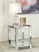 Valentina Square End Table with Glass Top Mirror - Orbit Furniture (Richmond,BC)