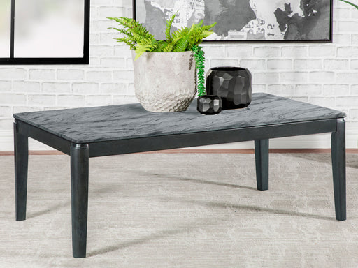 Mozzi Rectangular Coffee Table Faux Grey Marble and Black - Orbit Furniture (Richmond,BC)