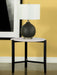 Tandi Round End Table Faux White Marble and Black - Orbit Furniture (Richmond,BC)