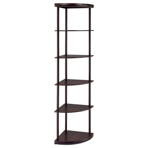 Bonwick 5-shelf Corner Bookshelf Cappuccino - Orbit Furniture (Richmond,BC)