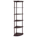 Bonwick 5-shelf Corner Bookshelf Cappuccino - Orbit Furniture (Richmond,BC)