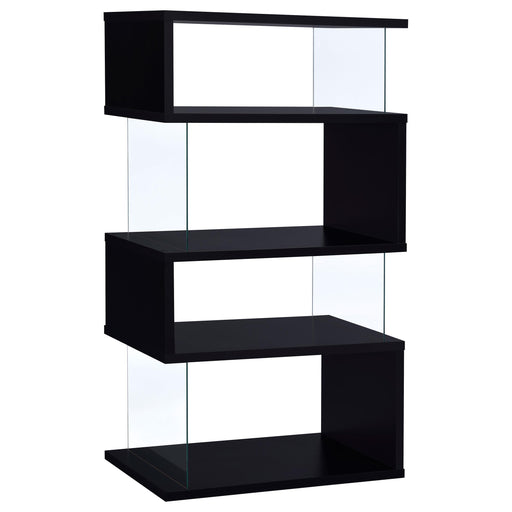 Emelle 4-tier Bookcase Black and Clear - Orbit Furniture (Richmond,BC)