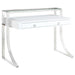 Gemma 2-drawer Writing Desk Glossy White and Chrome - Orbit Furniture (Richmond,BC)