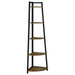 Jacksonville 5-tier Corner Bookcase Aged Walnut - Orbit Furniture (Richmond,BC)
