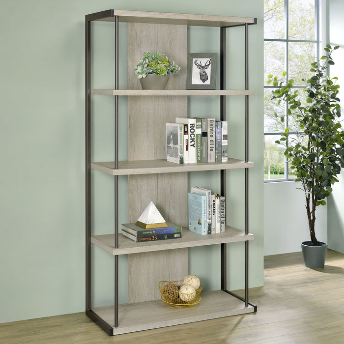 Loomis 4-shelf Bookcase Whitewashed Grey - Orbit Furniture (Richmond,BC)