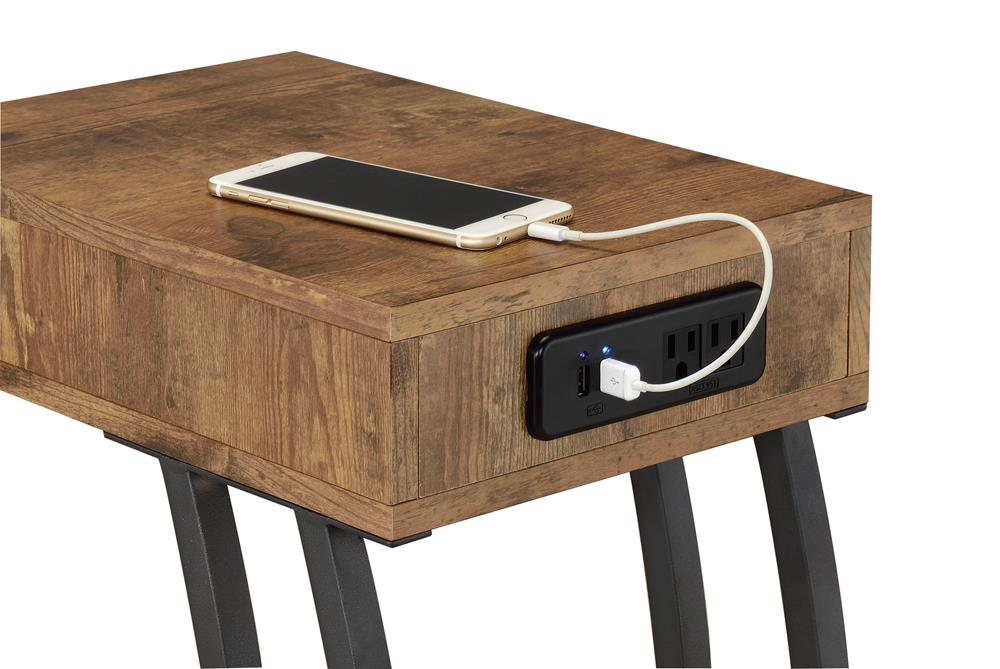 Troy Accent Table with Power Outlet Antique Nutmeg - Orbit Furniture (Richmond,BC)